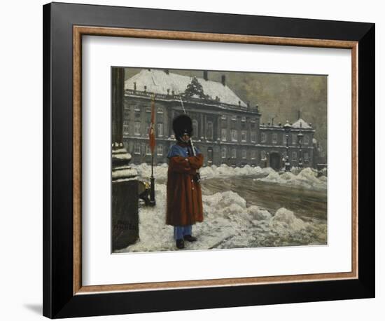 A Royal Life Guard on Duty Outside the Royal Palace Amalienborg, Copenhagen-Paul Fischer-Framed Giclee Print