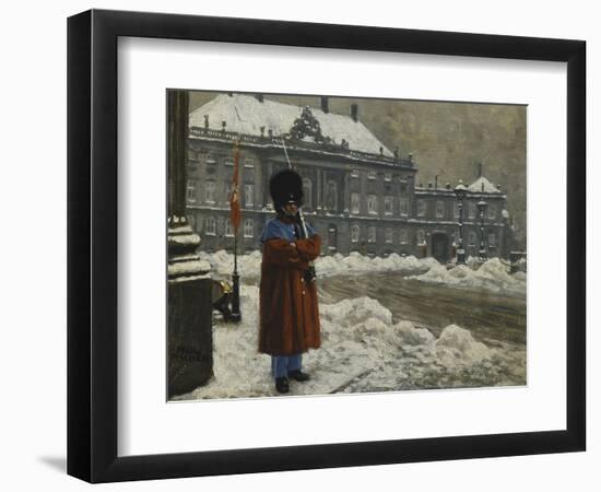 A Royal Life Guard on Duty Outside the Royal Palace Amalienborg, Copenhagen-Paul Fischer-Framed Giclee Print