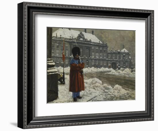 A Royal Life Guard on Duty Outside the Royal Palace Amalienborg, Copenhagen-Paul Fischer-Framed Giclee Print