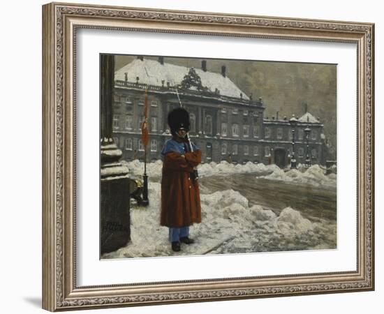 A Royal Life Guard on Duty Outside the Royal Palace Amalienborg, Copenhagen-Paul Fischer-Framed Giclee Print