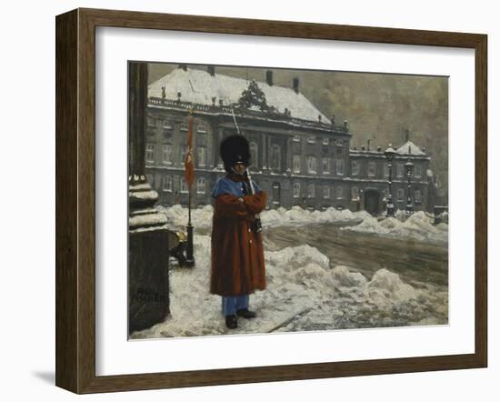 A Royal Life Guard on Duty Outside the Royal Palace Amalienborg, Copenhagen-Paul Fischer-Framed Giclee Print