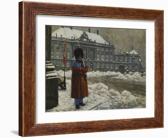 A Royal Life Guard on Duty Outside the Royal Palace Amalienborg, Copenhagen-Paul Fischer-Framed Giclee Print