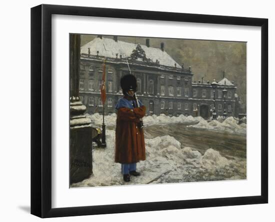 A Royal Life Guard on Duty Outside the Royal Palace Amalienborg, Copenhagen-Paul Fischer-Framed Giclee Print