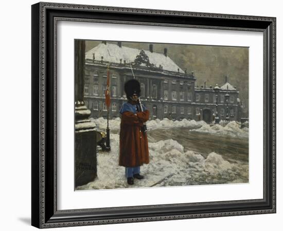 A Royal Life Guard on Duty Outside the Royal Palace Amalienborg, Copenhagen-Paul Fischer-Framed Giclee Print
