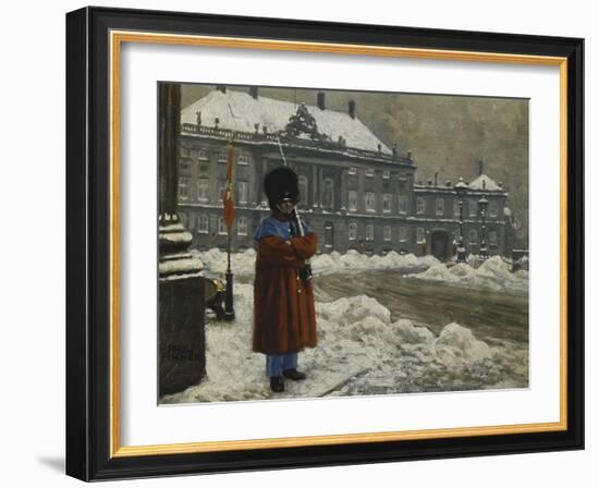 A Royal Life Guard on Duty Outside the Royal Palace Amalienborg, Copenhagen-Paul Fischer-Framed Giclee Print