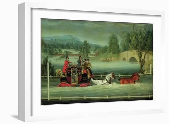 A Royal Mail Coach on a Flooded Road-James Pollard-Framed Giclee Print