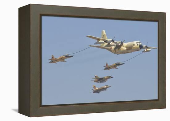 A Royal Moroccan Air Force Kc-130 Refueling a Pair of F-5 Aircraft-Stocktrek Images-Framed Premier Image Canvas