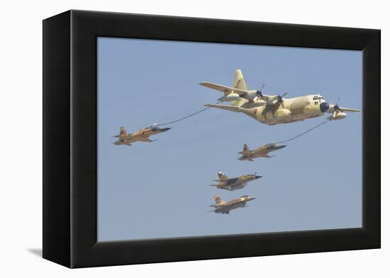 A Royal Moroccan Air Force Kc-130 Refueling a Pair of F-5 Aircraft-Stocktrek Images-Framed Premier Image Canvas