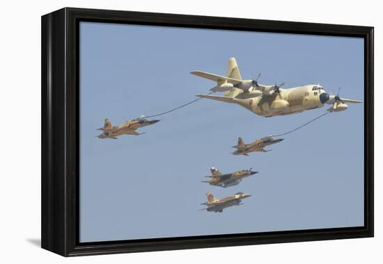 A Royal Moroccan Air Force Kc-130 Refueling a Pair of F-5 Aircraft-Stocktrek Images-Framed Premier Image Canvas