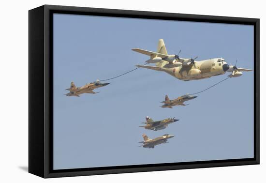 A Royal Moroccan Air Force Kc-130 Refueling a Pair of F-5 Aircraft-Stocktrek Images-Framed Premier Image Canvas