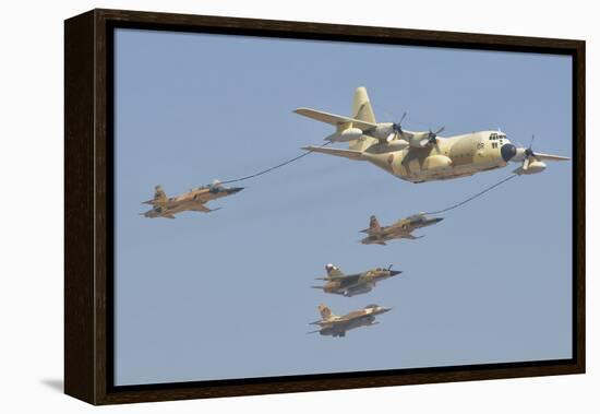 A Royal Moroccan Air Force Kc-130 Refueling a Pair of F-5 Aircraft-Stocktrek Images-Framed Premier Image Canvas