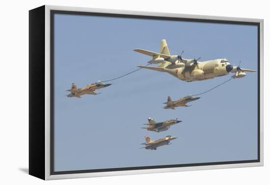 A Royal Moroccan Air Force Kc-130 Refueling a Pair of F-5 Aircraft-Stocktrek Images-Framed Premier Image Canvas