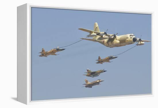 A Royal Moroccan Air Force Kc-130 Refueling a Pair of F-5 Aircraft-Stocktrek Images-Framed Premier Image Canvas