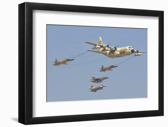 A Royal Moroccan Air Force Kc-130 Refueling a Pair of F-5 Aircraft-Stocktrek Images-Framed Photographic Print