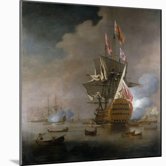 A Royal Party approaching a Flagship of the Red with Numerous Other Craft at Sea-Peter Monamy-Mounted Giclee Print