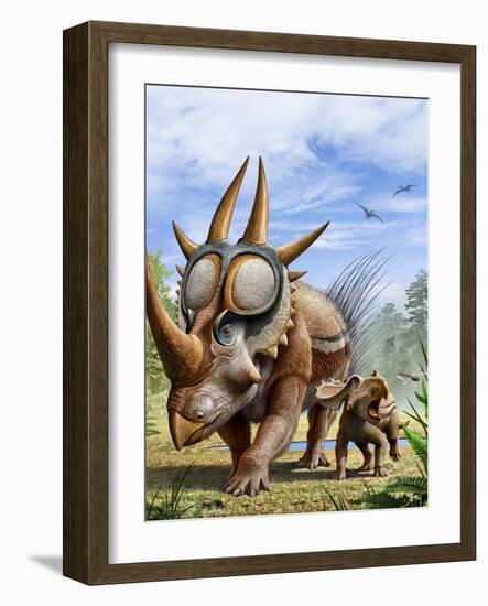 A Rubeosaurus and His Offspring-Stocktrek Images-Framed Art Print