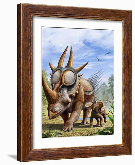 A Rubeosaurus and His Offspring-Stocktrek Images-Framed Art Print