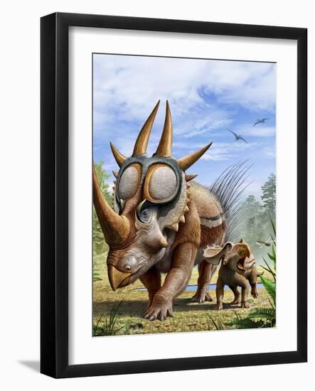 A Rubeosaurus and His Offspring-Stocktrek Images-Framed Art Print