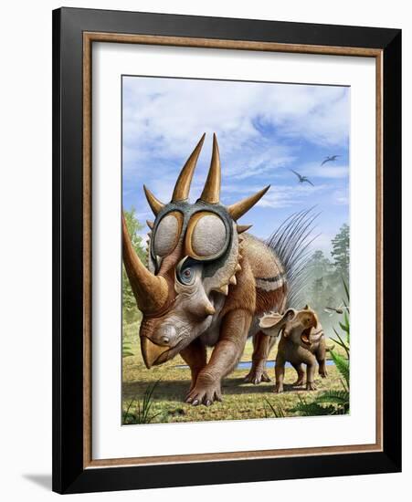 A Rubeosaurus and His Offspring-Stocktrek Images-Framed Art Print