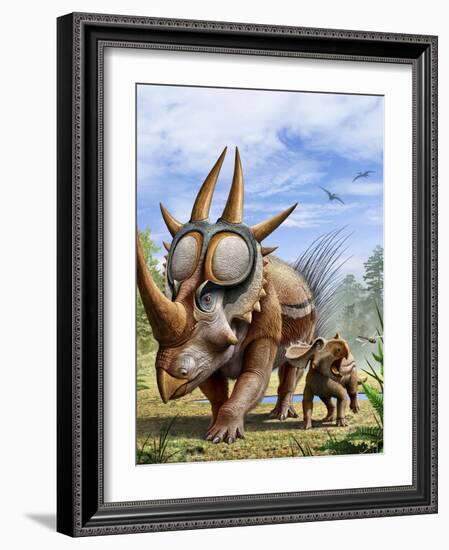 A Rubeosaurus and His Offspring-Stocktrek Images-Framed Art Print