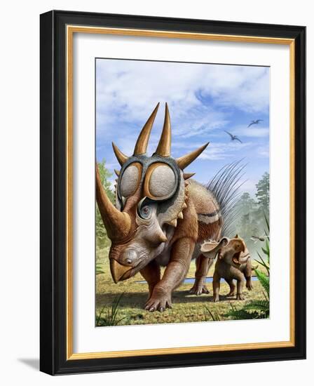 A Rubeosaurus and His Offspring-Stocktrek Images-Framed Art Print