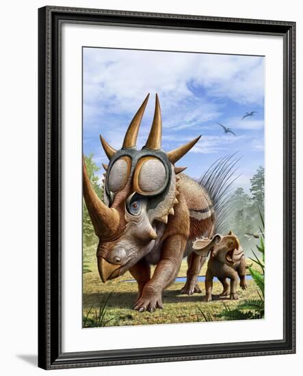 A Rubeosaurus and His Offspring-Stocktrek Images-Framed Art Print