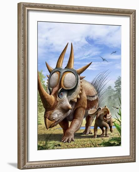 A Rubeosaurus and His Offspring-Stocktrek Images-Framed Art Print