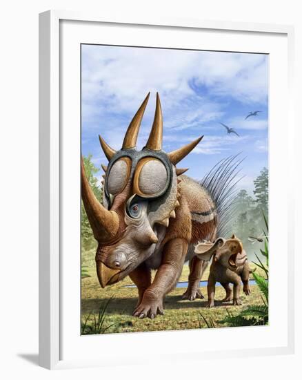 A Rubeosaurus and His Offspring-Stocktrek Images-Framed Art Print