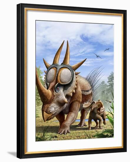 A Rubeosaurus and His Offspring-Stocktrek Images-Framed Art Print