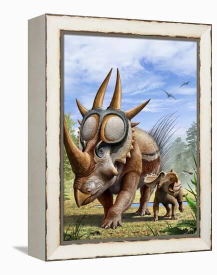 A Rubeosaurus and His Offspring-Stocktrek Images-Framed Stretched Canvas