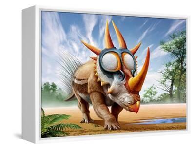 A Rubeosaurus roams a prehistoric environment Solid-Faced Canvas Print