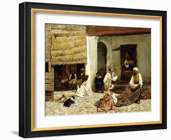 A Rug Bazaar in Tangiers, 1878-Edwin Lord Weeks-Framed Giclee Print