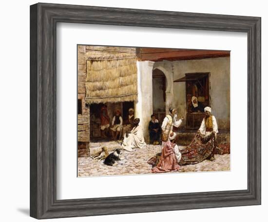A Rug Bazaar, Tangier, 1878-Edwin Lord Weeks-Framed Giclee Print