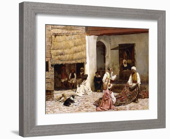 A Rug Bazaar, Tangier, 1878-Edwin Lord Weeks-Framed Giclee Print