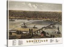 Bird’s Eye View of Louisville, Kentucky, 1876-A^ Ruger-Framed Art Print