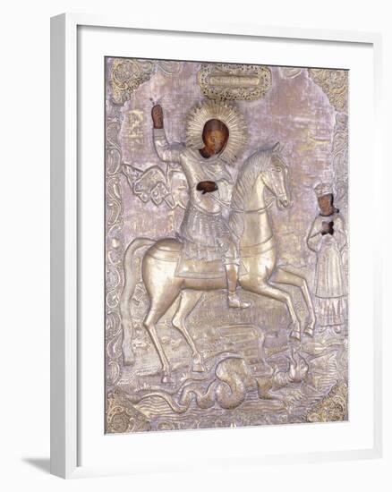A Russian Icon of Saint George, Early 18th Century (Chased and Engraved Brass Oklad)--Framed Giclee Print