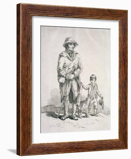 A Rustic with a Dog and a Boy, Provincial Characters, 1813-William Henry Pyne-Framed Giclee Print