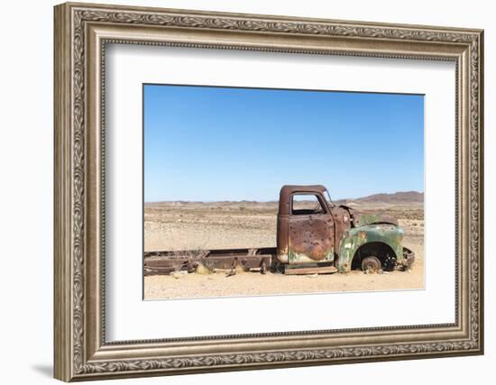 A Rusty Abandoned Car in the Desert Near Aus in Southern Namibia, Africa-Alex Treadway-Framed Photographic Print