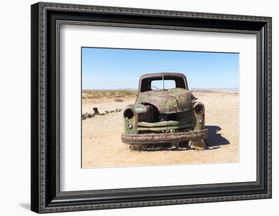 A Rusty Abandoned Car in the Desert Near Aus in Southern Namibia, Africa-Alex Treadway-Framed Photographic Print