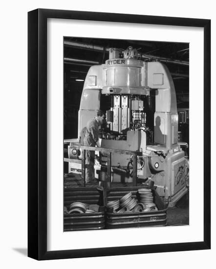 A Ryder Disc Brake Pad Machine in Action in a Car Factory. Photograph by Heinz Zinram-Heinz Zinram-Framed Photographic Print