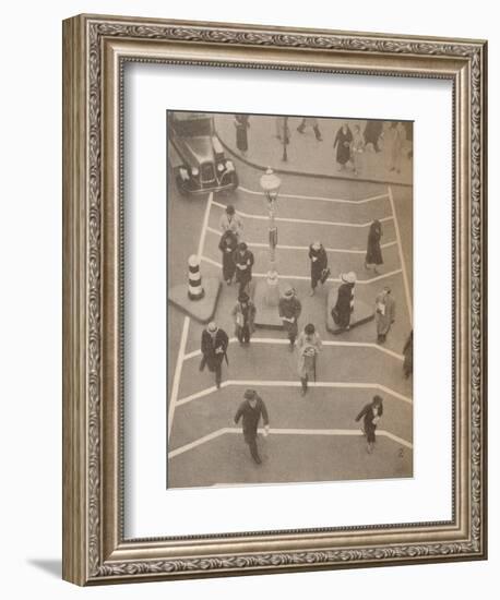 'A Safety Lane opposite Charing Cross Station', c1934, (1935)-Unknown-Framed Photographic Print