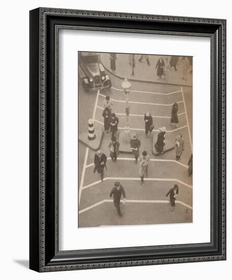 'A Safety Lane opposite Charing Cross Station', c1934, (1935)-Unknown-Framed Photographic Print