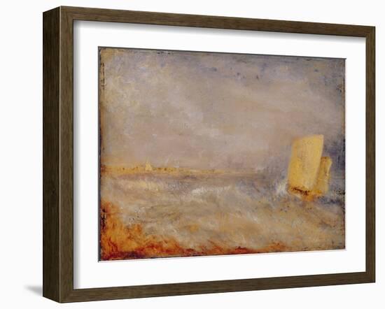 A Sailing Boat off Deal, C.1835 (Oil on Millboard)-Joseph Mallord William Turner-Framed Giclee Print