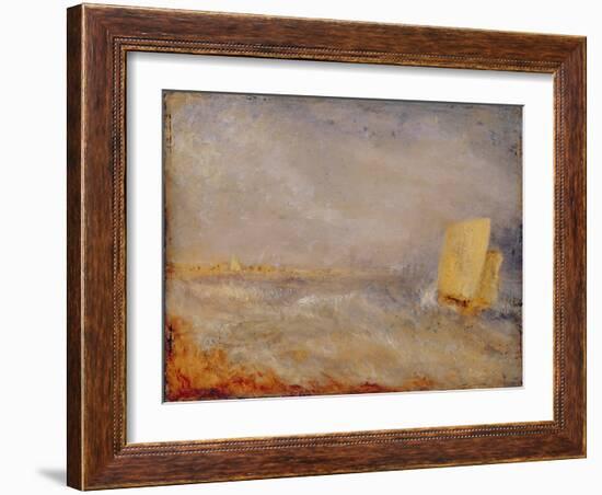 A Sailing Boat off Deal, C.1835 (Oil on Millboard)-Joseph Mallord William Turner-Framed Giclee Print