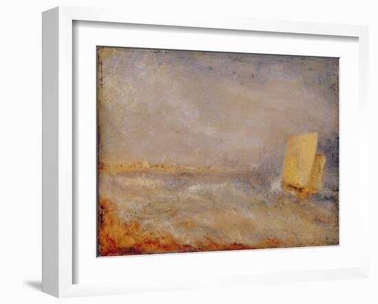 A Sailing Boat off Deal, C.1835 (Oil on Millboard)-Joseph Mallord William Turner-Framed Giclee Print