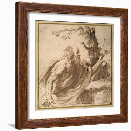 A Saint Reading in the Desert-Guercino (Giovanni Francesco Barbieri)-Framed Giclee Print