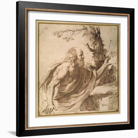 A Saint Reading in the Desert-Guercino (Giovanni Francesco Barbieri)-Framed Giclee Print