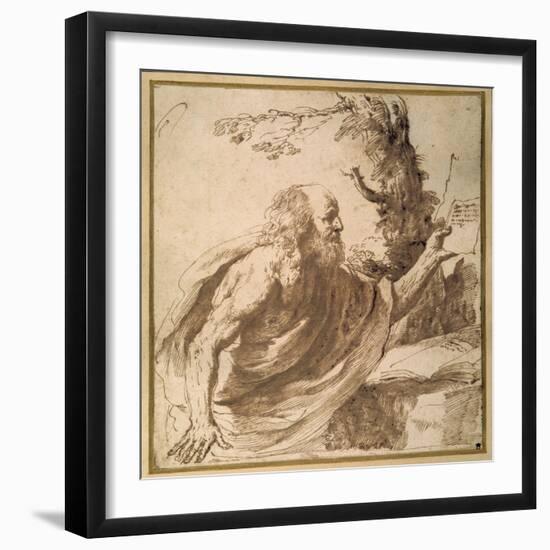 A Saint Reading in the Desert-Guercino (Giovanni Francesco Barbieri)-Framed Giclee Print