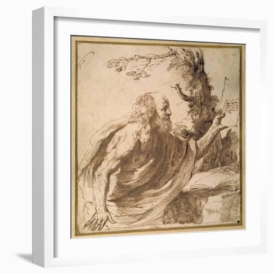 A Saint Reading in the Desert-Guercino (Giovanni Francesco Barbieri)-Framed Giclee Print