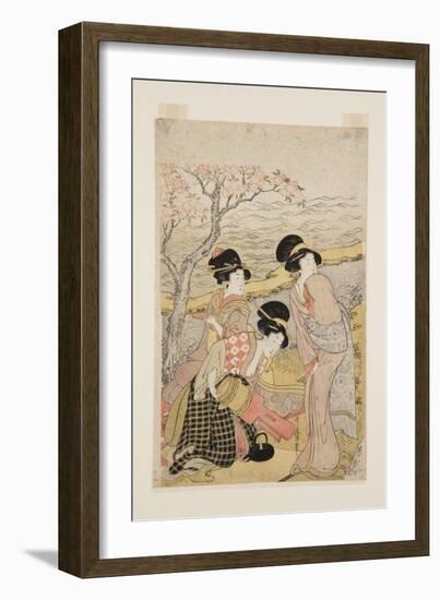 A Sake Party by the Sea (Colour Woodblock Print)-Kitagawa Utamaro-Framed Giclee Print